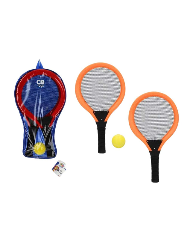 Colorbaby racquet set with colorful plastic racquets and balls, ideal for outdoor play and sports activities for children.