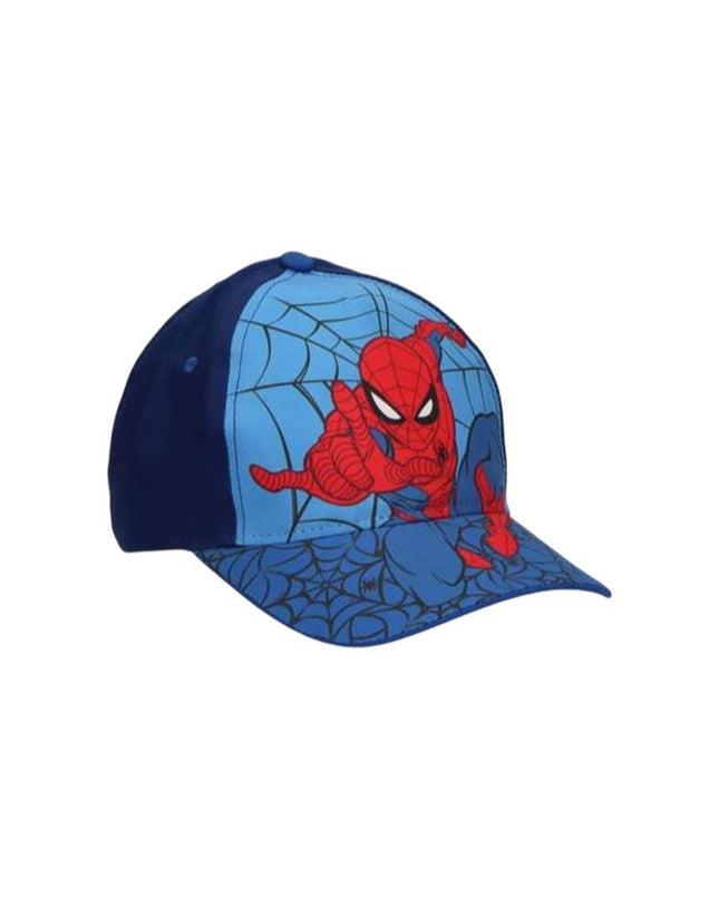 Spider-Man Kinderpet blue outdoor hat for camping and hiking, featuring Spider-Man branding and a wide brim for sun protection.