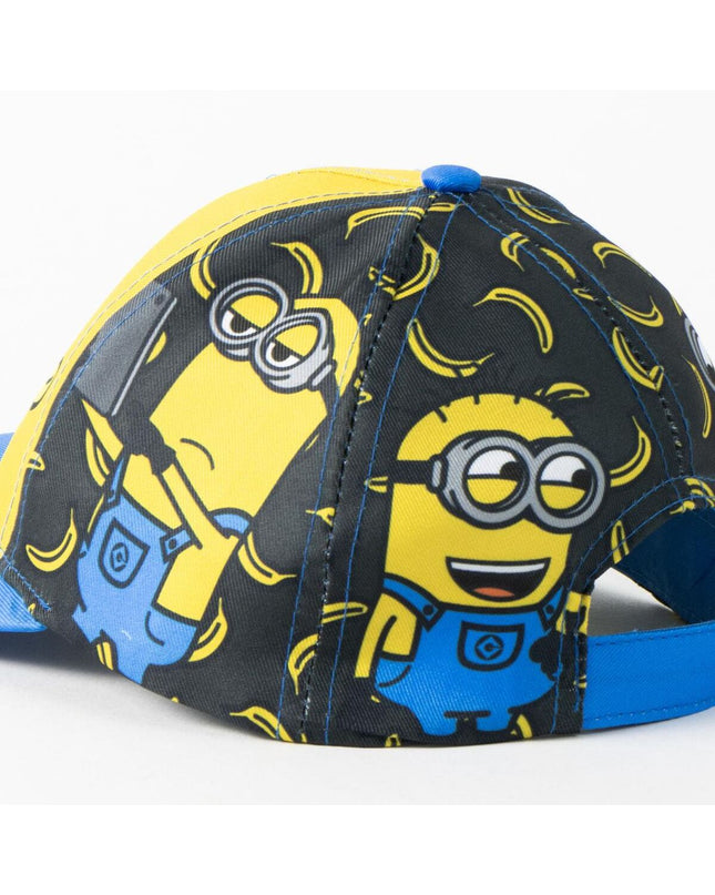 Minions Kinderpet Geel outdoor harness for camping and walking, featuring bright yellow fabric with Minions design.