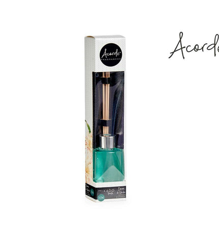 Set of 12 Acorde 30 ml parfum sticks for home decor, featuring sleek design and decorative packaging for freshening spaces.