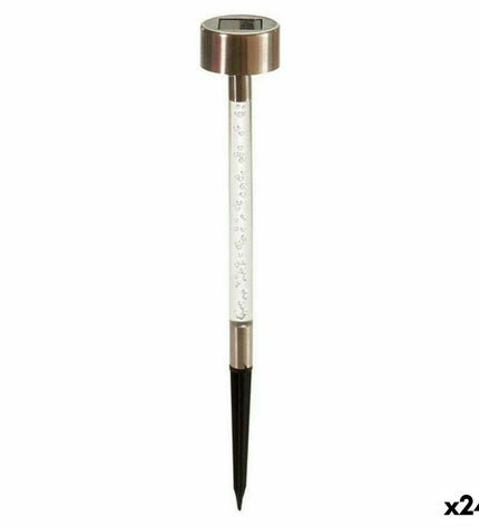 Set of 24 transparent silver-colored outdoor garden marker lights by Ibergarden, ideal for decorative outdoor garden lighting.