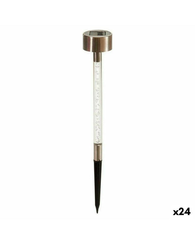 Set of 24 transparent silver-colored outdoor garden marker lights by Ibergarden, ideal for decorative outdoor garden lighting.