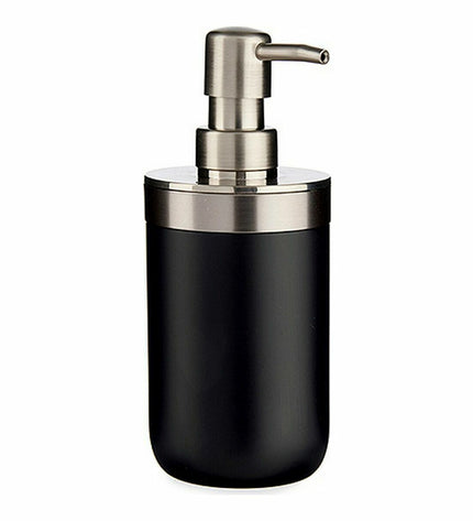 Set of six Berilo black and silver stainless steel and plastic soap dispensers, 350 ml, bathroom decor and kitchen accessories