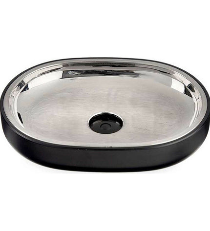 Set of 6 Berilo black stainless steel soap dishes for bathroom and kitchen, measuring 9.5x2.5x13 cm and 13x2.5x9.5 cm