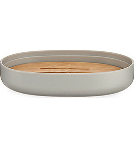 Berilo Zeepschaal set in bruin en grijs, bamboe en polypropyleen, 9.5 x 2.5 x 13 cm, huis en koken, badkamer, 6 stuks