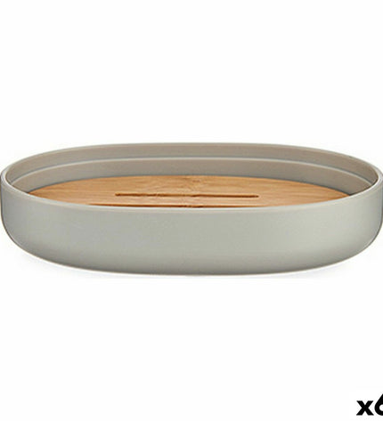 Berilo Zeepschaal set in bruin en grijs, bamboe en polypropyleen, 9.5x2.5x13 cm, perfect for huis en koken badruimte.