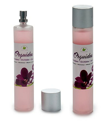 Acorde Orchidee air freshener spray bottle with floral orchid design, 100 ml, shown in a home decor setting.