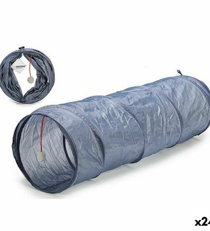 Set of 24 Mascow foldable pet tunnels for cats, 90x25x25 cm, lightweight and collapsible for easy storage and play.