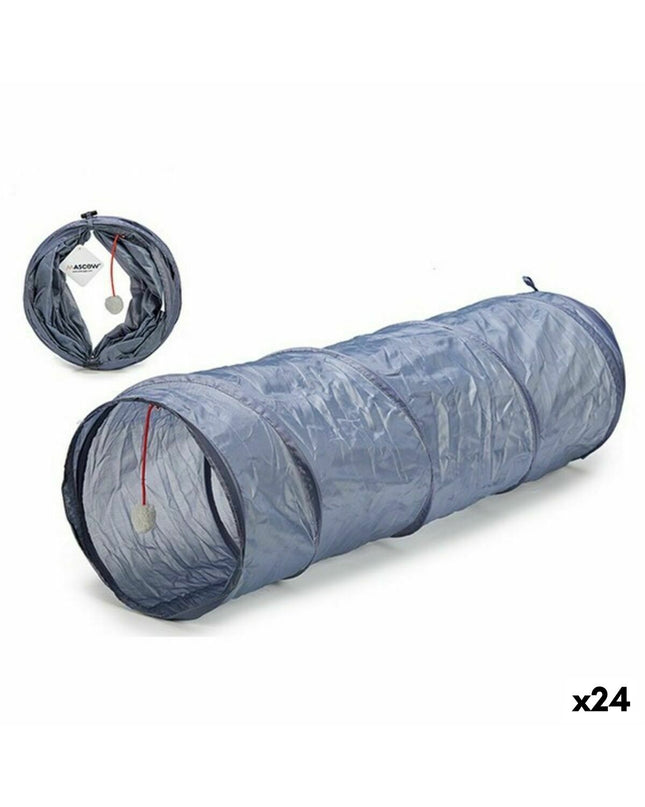 Set of 24 Mascow foldable pet tunnels for cats, 90x25x25 cm, lightweight and collapsible for easy storage and play.
