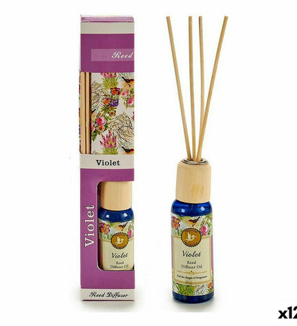 A set of 12 purple Acorde Parfum Sticks in 50ml bottles, ideal for home decor and scenting spaces.