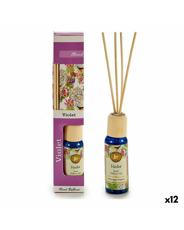 A set of 12 purple Acorde Parfum Sticks in 50ml bottles, ideal for home decor and scenting spaces.