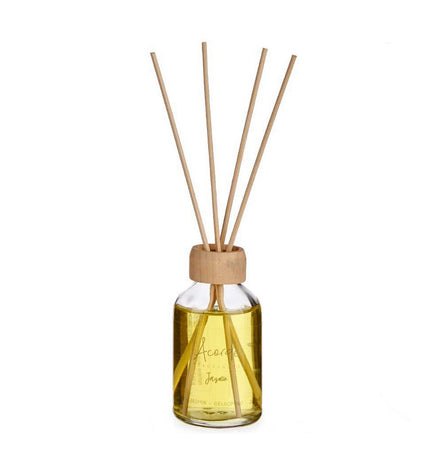 Acorde Jasmijn parfum sticks in a 50 ml bottle, set of 12, used for home decor and aromatic ambiance.