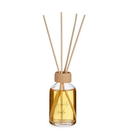Set of 12 Acorde Vanille parfum sticks for home scenting and decor, in a 50 ml container, arranged in a decorative display.