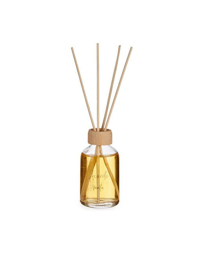 Set of 12 Acorde Vanille parfum sticks for home scenting and decor, in a 50 ml container, arranged in a decorative display.