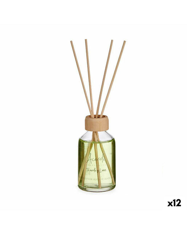 Acorde Parfum Sticks Acorde Limoen Groene Thee scent with 12 green reed diffuser sticks in a 50 ml bottle, for home decor.