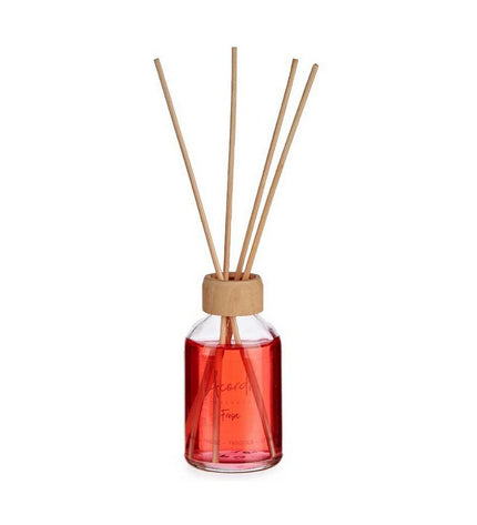 Set of 12 Acorde Aardbei parfum sticks in 50ml bottles, used for home decor and scenting living spaces.