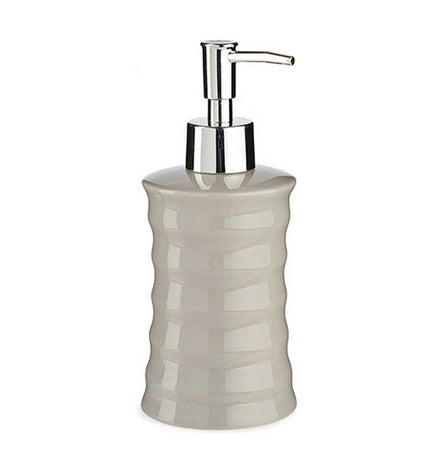 Set of 12 Berilo gray metal and ceramic soap dispensers with wave design, 260 ml capacity for bathroom and kitchen use