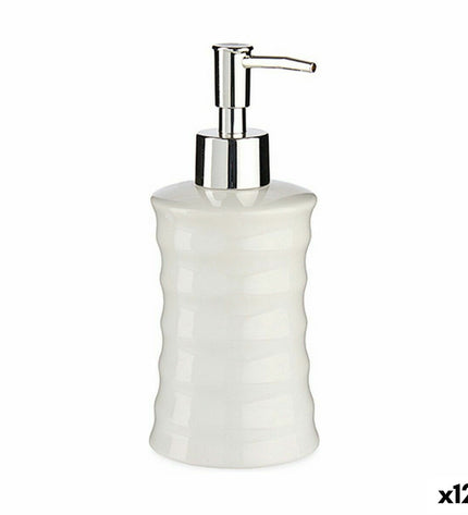 Berilo Zeepdispenser wit metaal en keramische golven, 260 ml, set van 12 voor huis en badkamergebruik