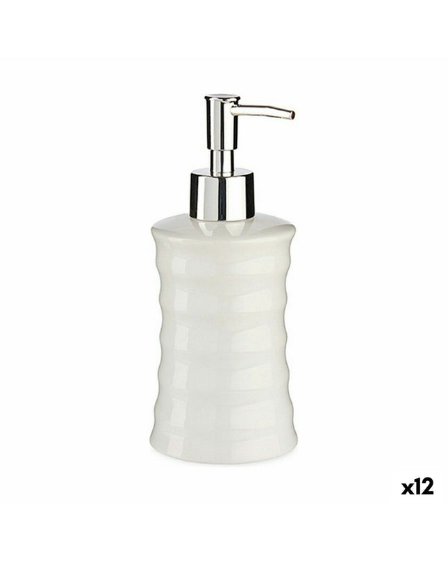 Berilo Zeepdispenser wit metaal en keramische golven, 260 ml, set van 12 voor huis en badkamergebruik
