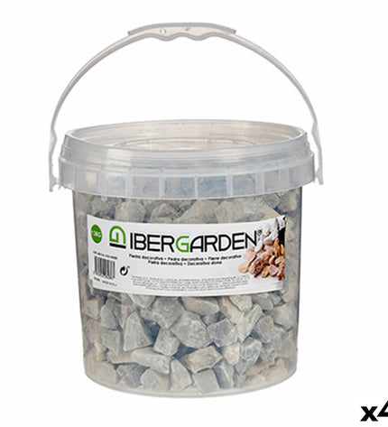 Set of four Ibergarden light gray decorative garden stones for outdoor landscaping and garden decoration, each weighing 3 kg.