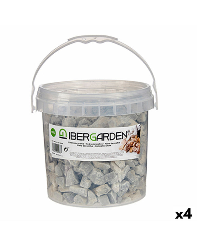 Set of four Ibergarden light gray decorative garden stones for outdoor landscaping and garden decoration, each weighing 3 kg.