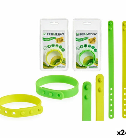Set of 24 Ibergarden anti-muggen armbands for outdoor camping and hiking, featuring bright colors and adjustable straps.