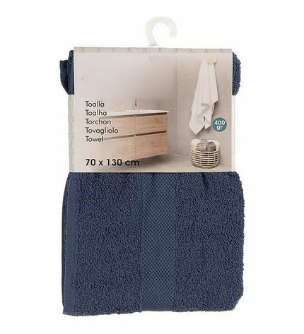 Set of three Berilo blue bath towels, 70x130 cm, made of 80% cotton and 20% polyester, soft and absorbent for home use