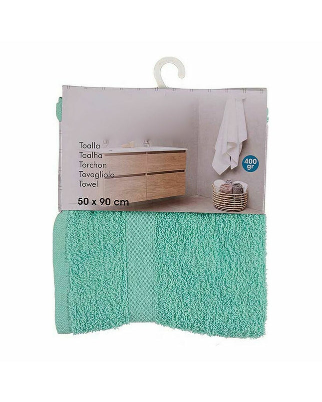 Set of six Berilo turquoise bath towels, 50x90 cm, made of 80% cotton and 20% polyester, suitable for home and bathing use.