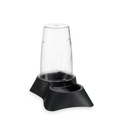 Mascow transparent anthracite plastic pet food bowl for small animals, 650 ml capacity, measuring 12.5x18x19 cm.