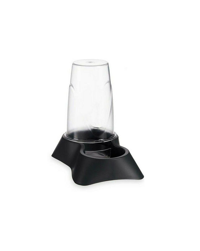 Mascow transparent anthracite plastic pet food bowl for small animals, 650 ml capacity, measuring 12.5x18x19 cm.