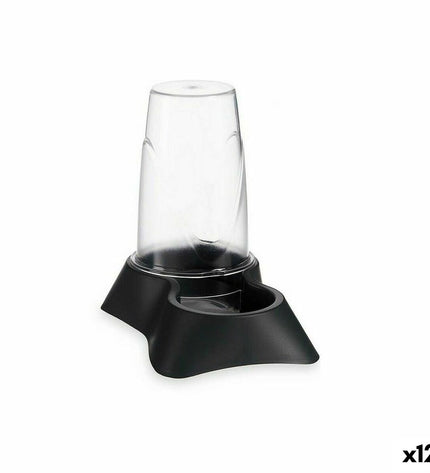 Mascow transparent gray plastic pet food bowl for small animals, 650 ml capacity, 12.5x18x19 cm, suitable for small pets.