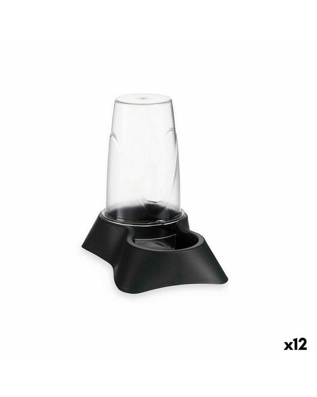 Mascow transparent gray plastic pet food bowl for small animals, 650 ml capacity, 12.5x18x19 cm, suitable for small pets.