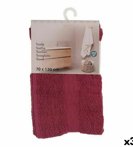 Set of three Berilo Kastanjebruin bath towels, 80% cotton, 20% polyester, 70x130 cm, soft and absorbent for home use.