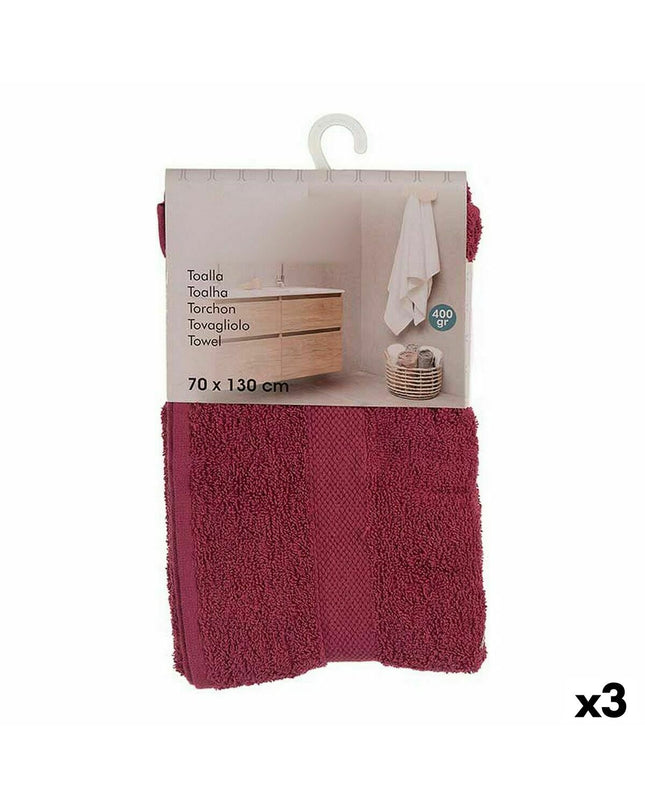 Set of three Berilo Kastanjebruin bath towels, 80% cotton, 20% polyester, 70x130 cm, soft and absorbent for home use.