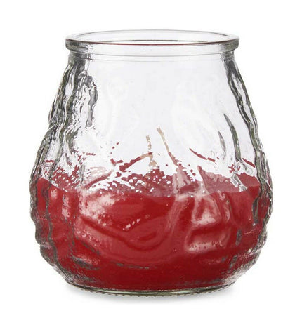 Set of six Ibergarden red citronella candles in transparent glass jars, outdoor garden decor, 9x9.5x9 cm with geranium scent