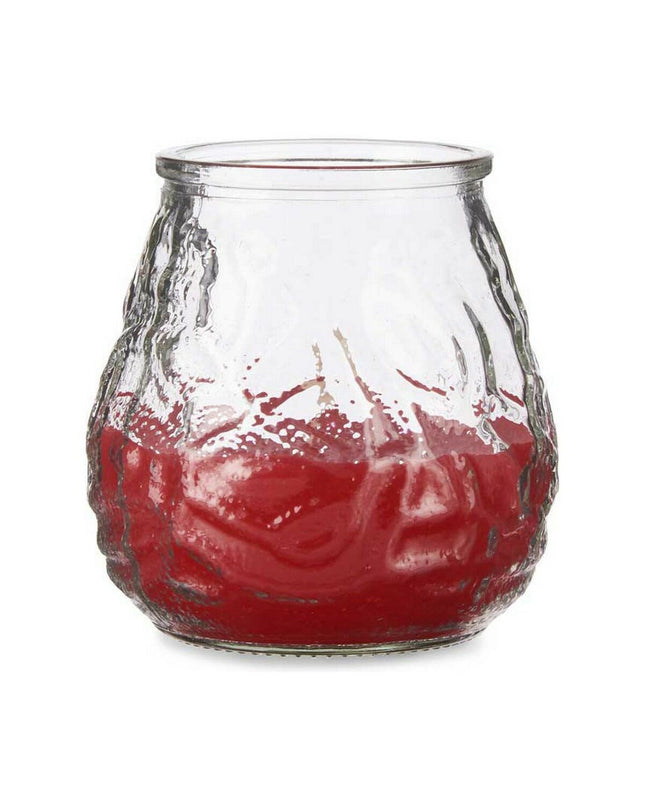 Set of six Ibergarden red citronella candles in transparent glass jars, outdoor garden decor, 9x9.5x9 cm with geranium scent
