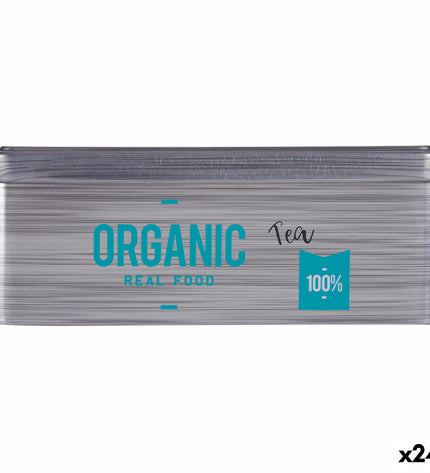 Kinvara Organic Tea Infusion Box with 24 gray tins, 11x7.1x18 cm, for storing tea and infusions in the kitchen.