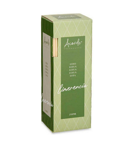 Acorde Lotus Bloem parfum sticks in a 250ml set of six, displayed in a decorative container for home decor and fragrance.