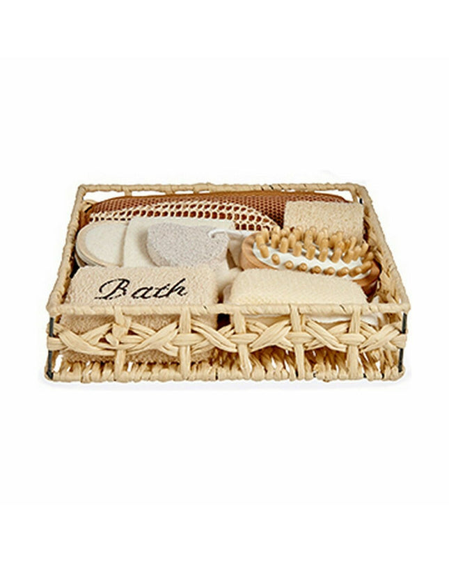 Set of six Berilo Bruin bathroom and kitchen mats, 30x6.5x30 cm, in warm brown color, designed for home use.