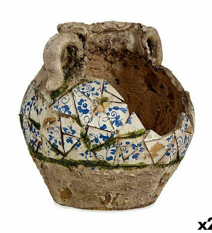 Two Ibergarden polyresin garden decorative vases, 28.5 cm square, outdoor garden decor for enhancing exterior spaces.