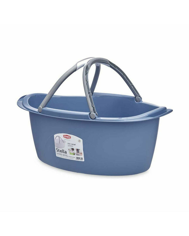 Set of 30 Stefanplast 25L plastic laundry baskets with handles, measuring 59x23x38 cm, for home organization and storage.