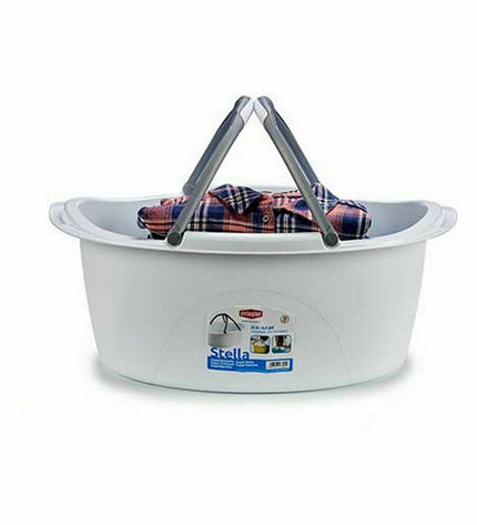 Set of 30 Stefanplast 25L plastic laundry baskets with handles, measuring 59x23x38 cm, for home storage and organization.