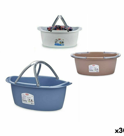 Stefanplast 25L plastic laundry basket with handles, 59x23x38cm, used for household storage and organization, set of 30.