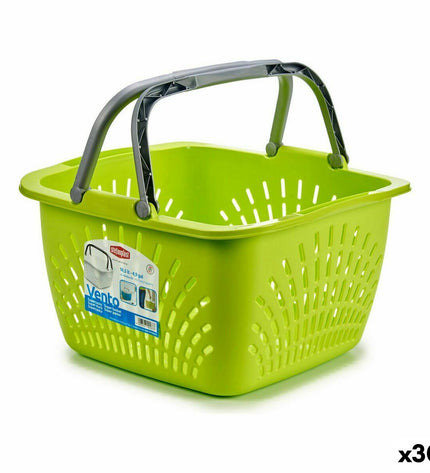 Set of 30 Stefanplast brown plastic laundry baskets, 18L capacity, with handles, dimensions 39x21.5x39 cm, for home storage and organization.