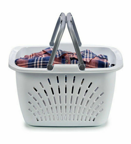 Set of 30 Stefanplast brown plastic laundry baskets with handles, 18L capacity, measuring 39x21.5x39 cm for home organization.