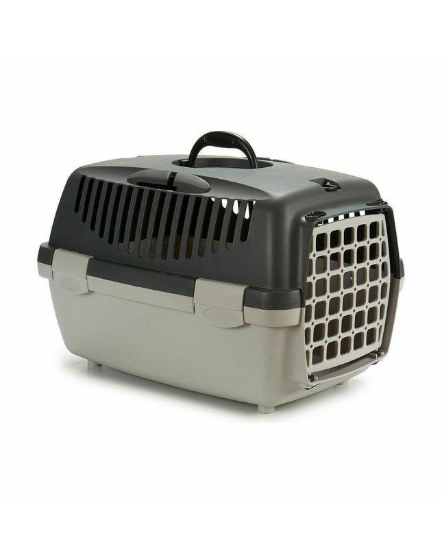 Set of 18 Stefanplast light gray plastic cat carrying baskets, 33x30x47 cm, suitable for transporting cats.