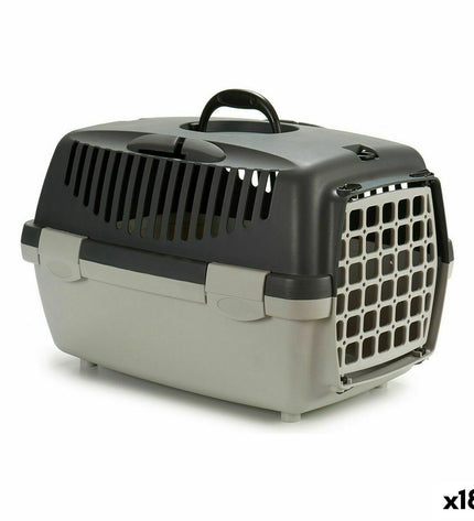 Set of 18 Stefanplast cat transport baskets in light gray plastic, 33x30x47 cm, suitable for pet travel and storage.