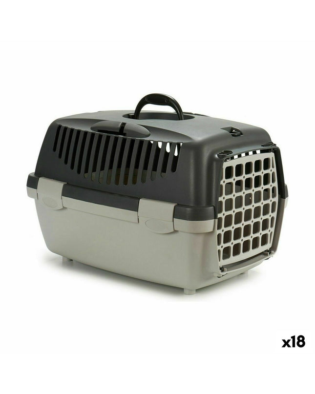 Set of 18 Stefanplast cat transport baskets in light gray plastic, 33x30x47 cm, suitable for pet travel and storage.