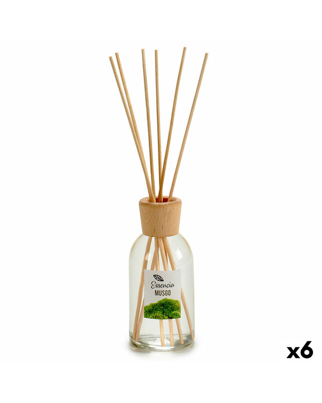 Set of six BigBuy Home Parfum Sticks Mos 125ml for home decor and fragrance, displayed in a clear container with sticks.