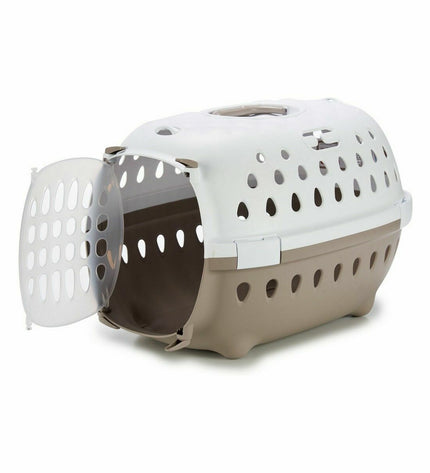 Set of six Stefanplast Chic cat carry baskets in white, measuring 50x34x34 cm, ideal for transporting cats comfortably.